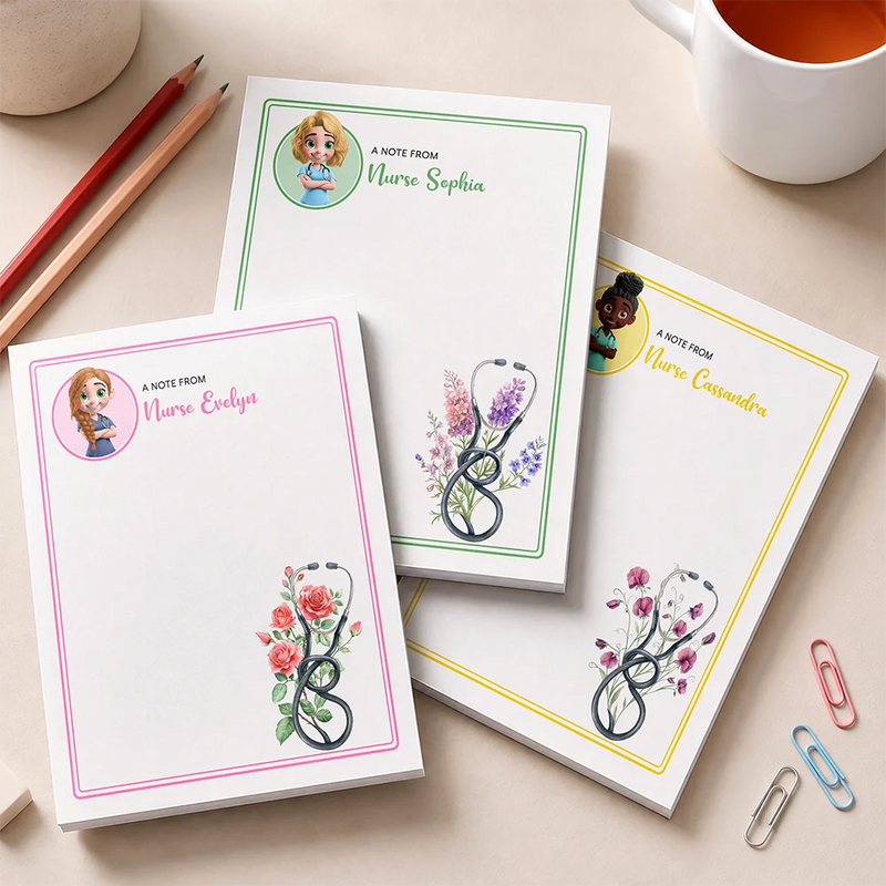 Nurse,Proud,Vector - Nurse Birth Flower Note - Personalized Notepad