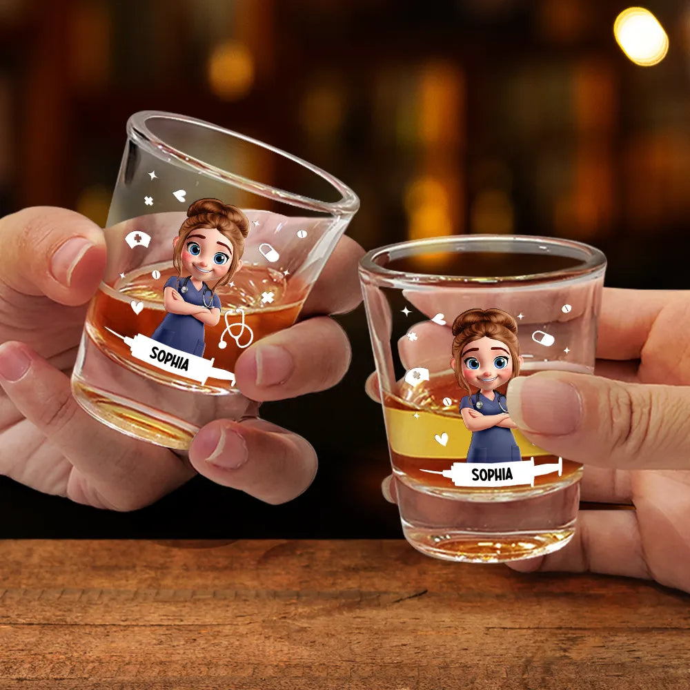 Nurse, Happy - Nurses Need Shots Too - Personalized Shot Glass