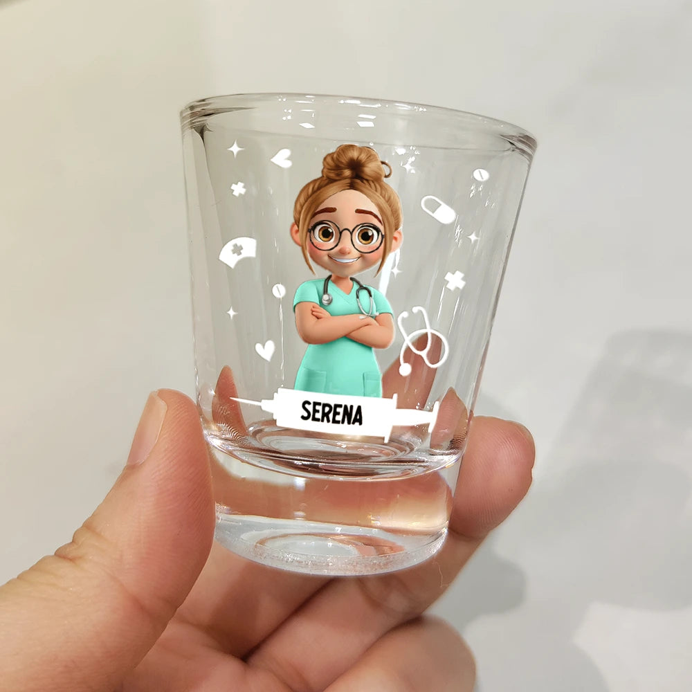 Nurse, Happy - Nurses Need Shots Too - Personalized Shot Glass