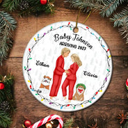Dog Parents To Human Parents Baby Expecting - Personalized Circle Ceramic Ornament
