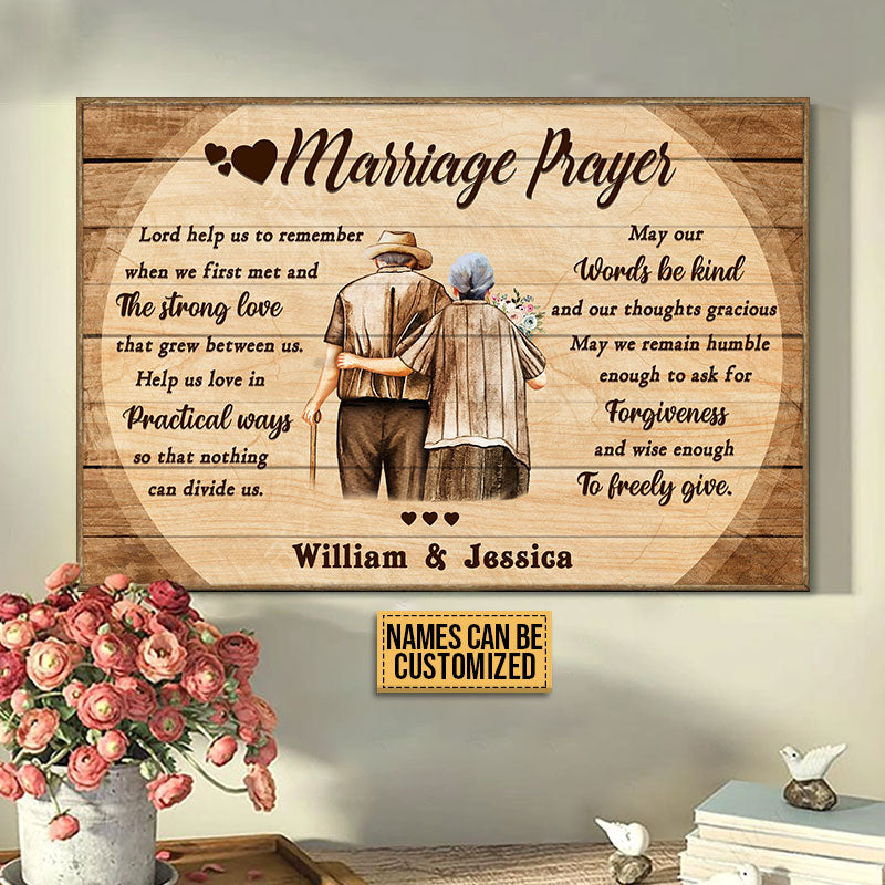 Old Couple Marriage Prayer Custom Poster, Gifts For Wedding, Anniversary, Birthday, Grandparents' Day Gift