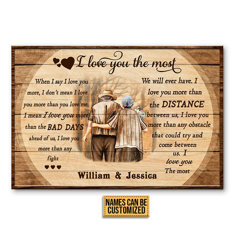 Old Couple I Love You The Most Custom Poster, Gifts For Wedding, Anniversary, Birthday, Grandparents' Day Gift