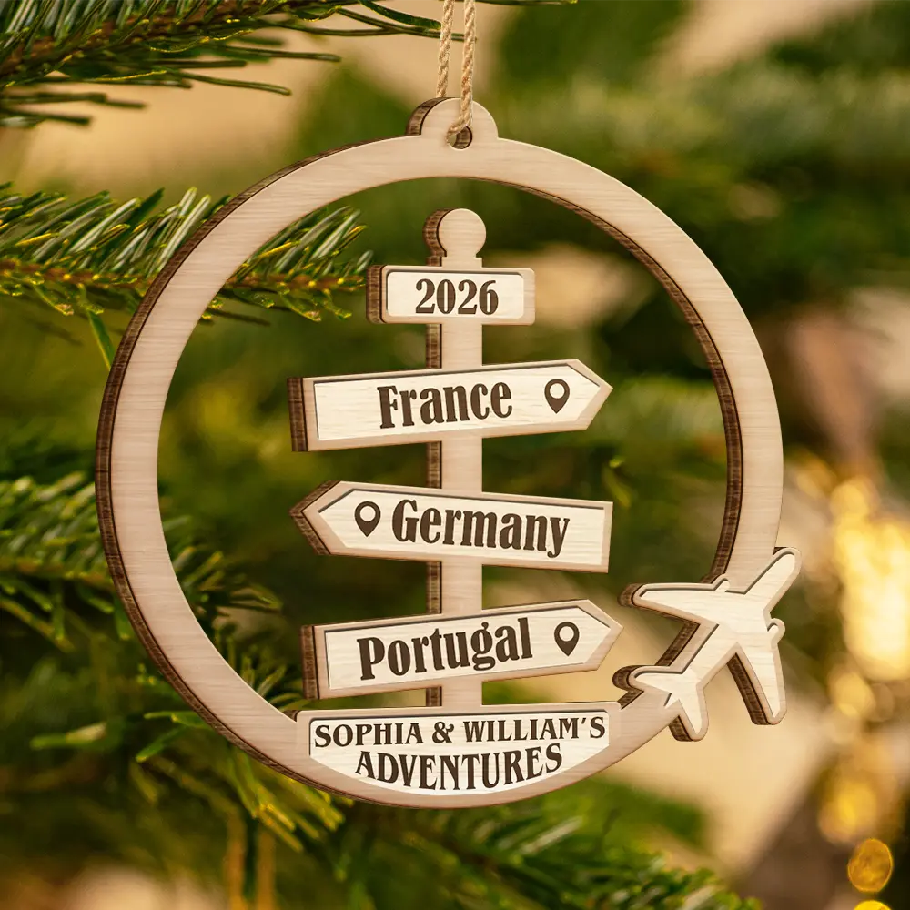 Travel Couple Goal, Destination Of All Year - Personalized Custom Shaped Wooden Ornament