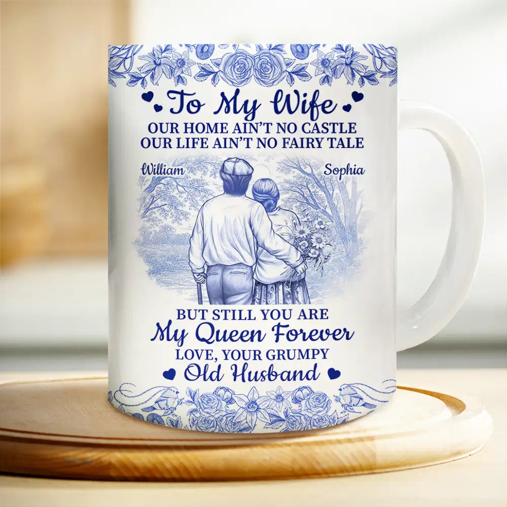 Old Couple Our Home Ain't No Castle - Personalized White Edge-to-Edge Mug
