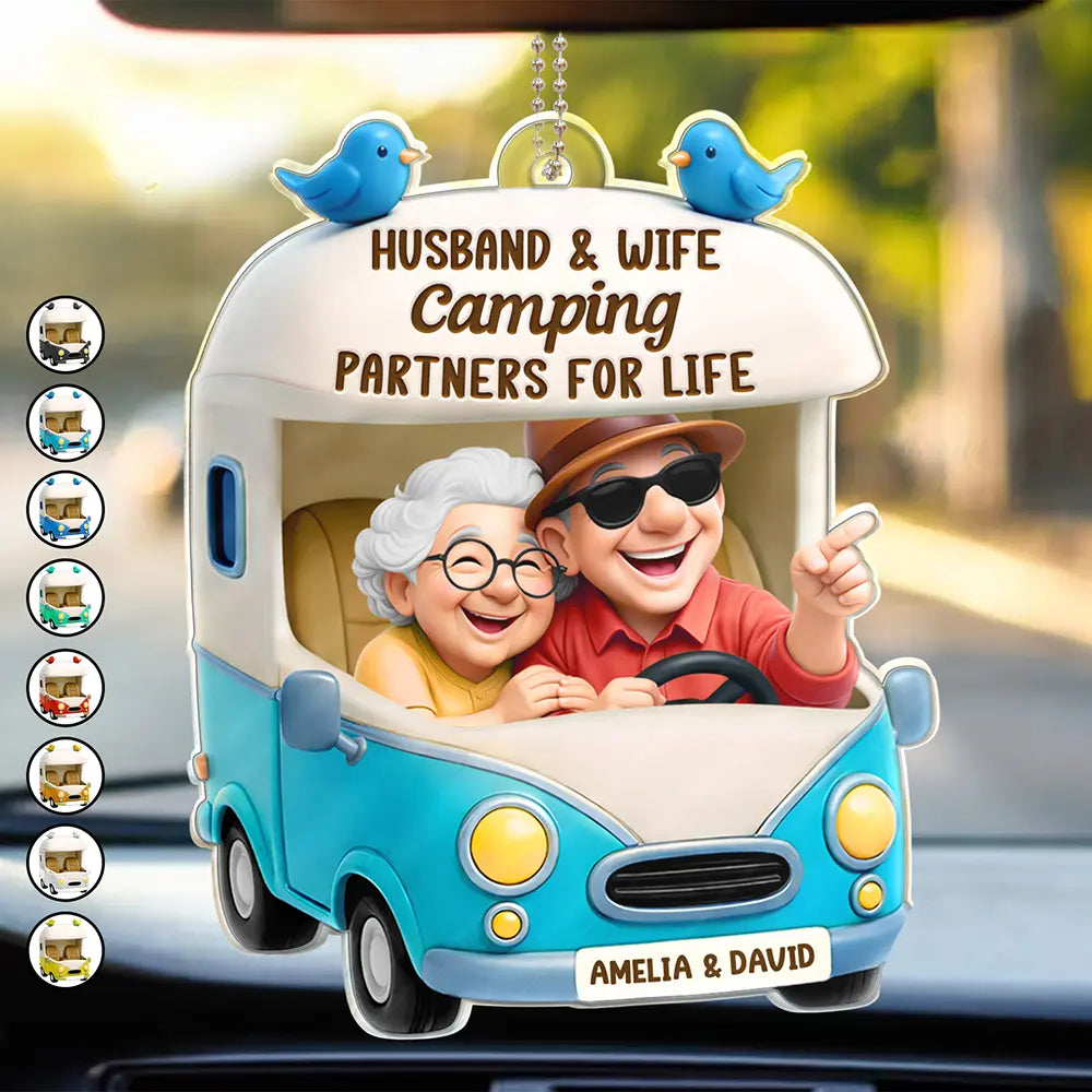 Old Couple Camping Partners For Life - Personalized Acrylic Car Hanger