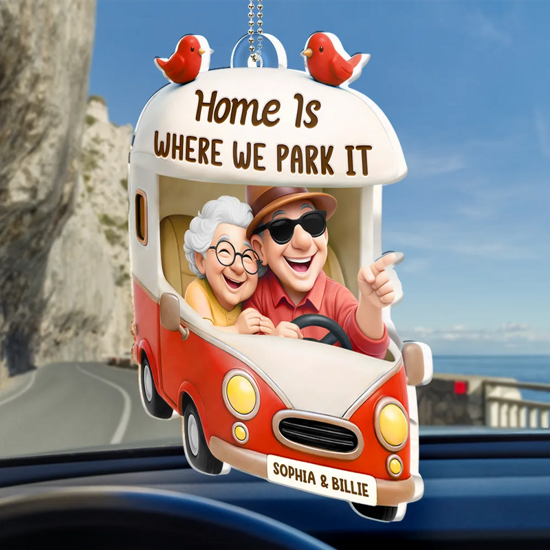 Old Couples,Gift For Wife,Gift For Husband,Camping,Happy - Old Couple Camping Partners For Life - Personalized Acrylic Car Hanger