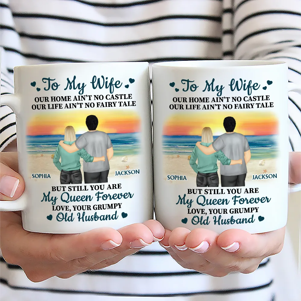 Gift For Couples, Old Couples, Gift For Husband, Gift For Wife, Happy - Old Couple Our Home Ain't No Castle - Personalized Mug