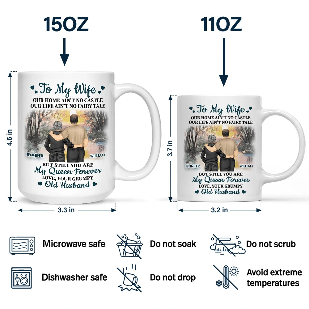Gift For Couples, Old Couples, Gift For Husband, Gift For Wife, Happy - Old Couple Our Home Ain't No Castle - Personalized Mug