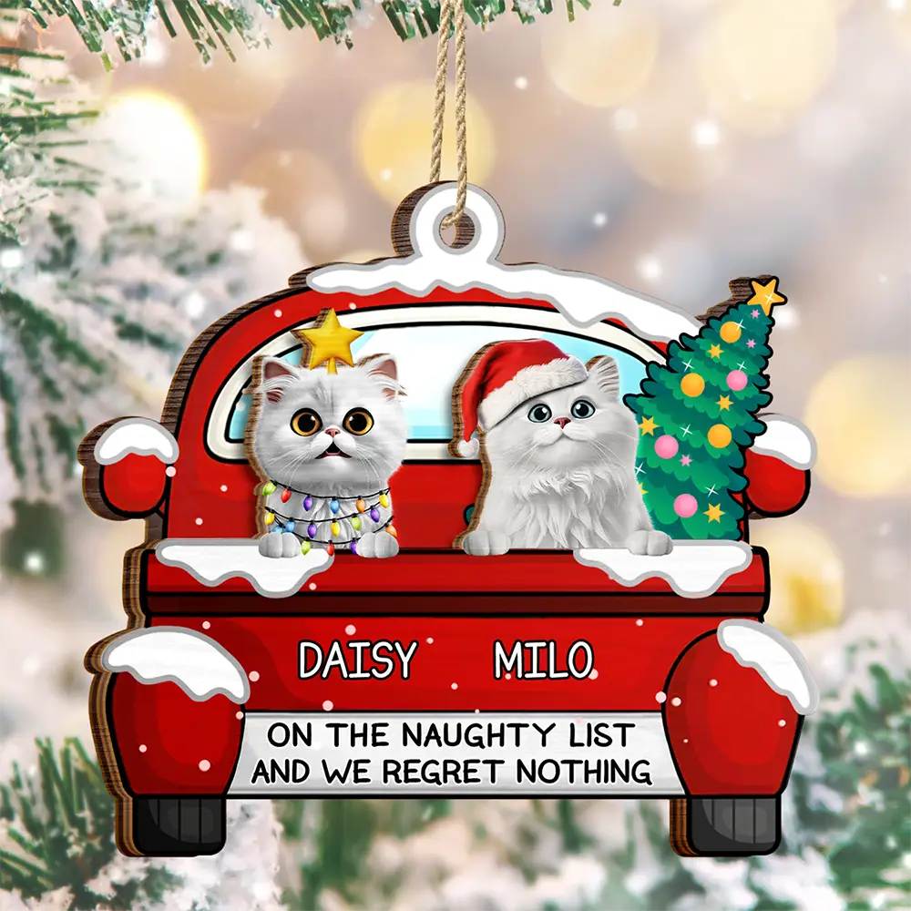 On The Naughty List - Personalized 2-Layered Wooden Ornament