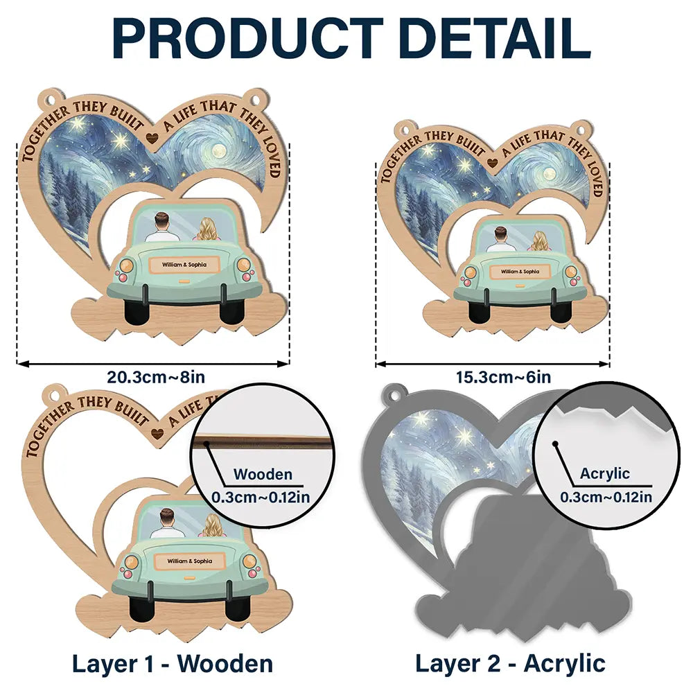 Christmas, Gift For Couples, Happy - On The Way To Building A Life They Love - Personalized Window Hanging Suncatcher Ornament