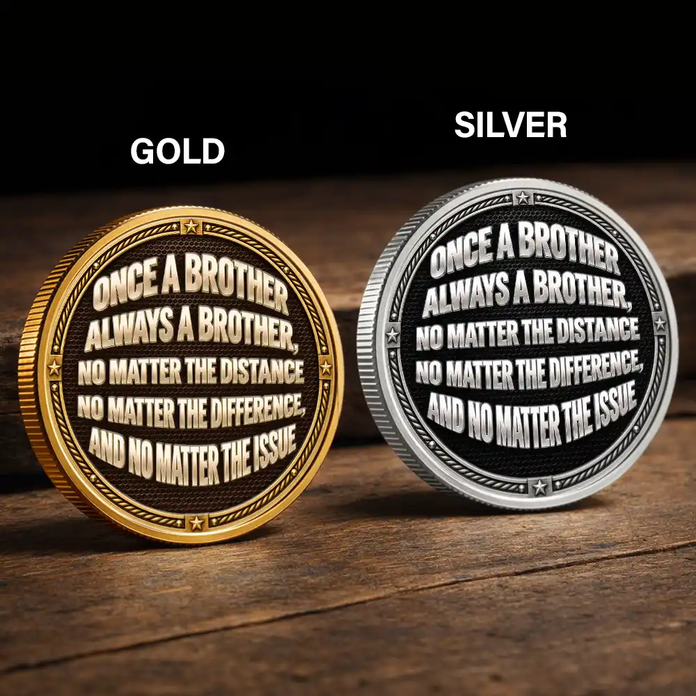 Top Market,Sentimental,Gift For Brother,Gift For Cousin,Christmas,Gift For Sibling,Icon - Once A Brother Always A Brother Gift For Brothers Metal Effect - Personalized Commemorative Keepsake Coin