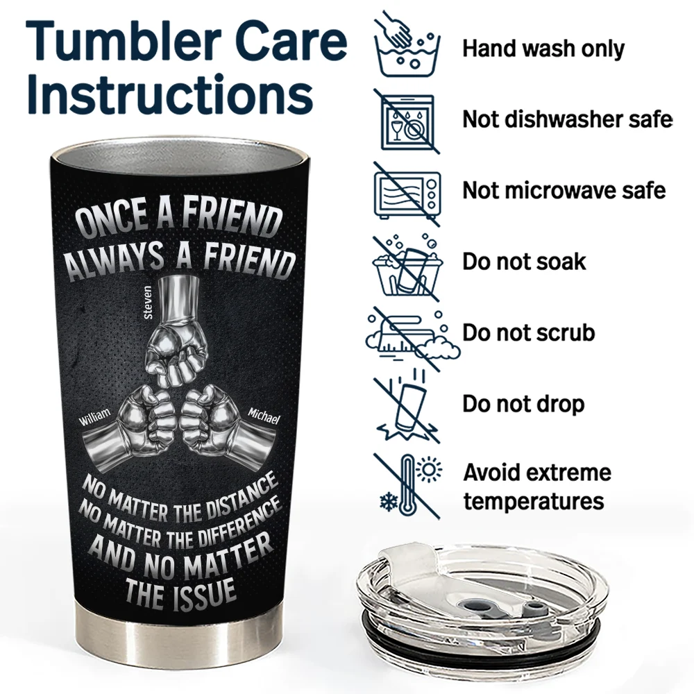 Gift For Brothers,Cousin,Happy - Once A Brother Always A Brother Metal Effect Hand Punch - Personalized Tumbler