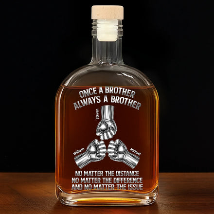 Once A Brother Always A Brother Metal Effect Hand Punch - Personalized Whiskey Bottle