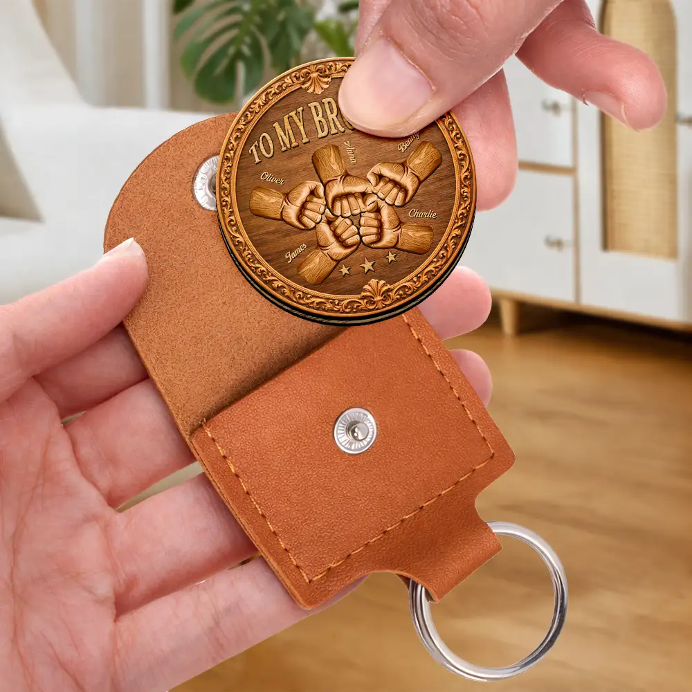 Gift For Brothers,Cousin,Gift For Bestie,Happy - Once A Brother Always A Brother Wood Carving Hand Punch - Personalized Wooden Pocket Hug