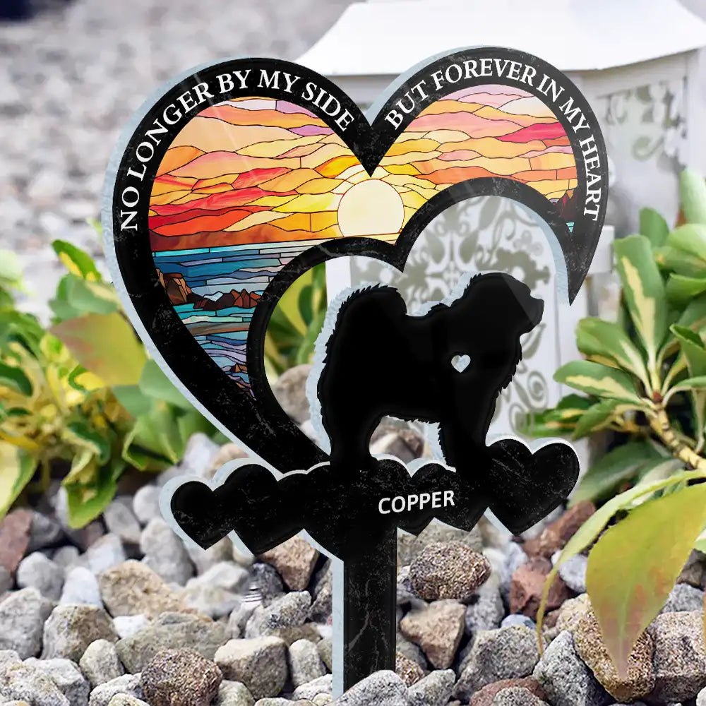 Pet Lovers,Pet Mom,Pet Dad,Dog Lovers,Dog Mom,Dog Dad,Memorial,Sad - Once By My Side Forever In My Heart - Personalized Acrylic Plaque Stake