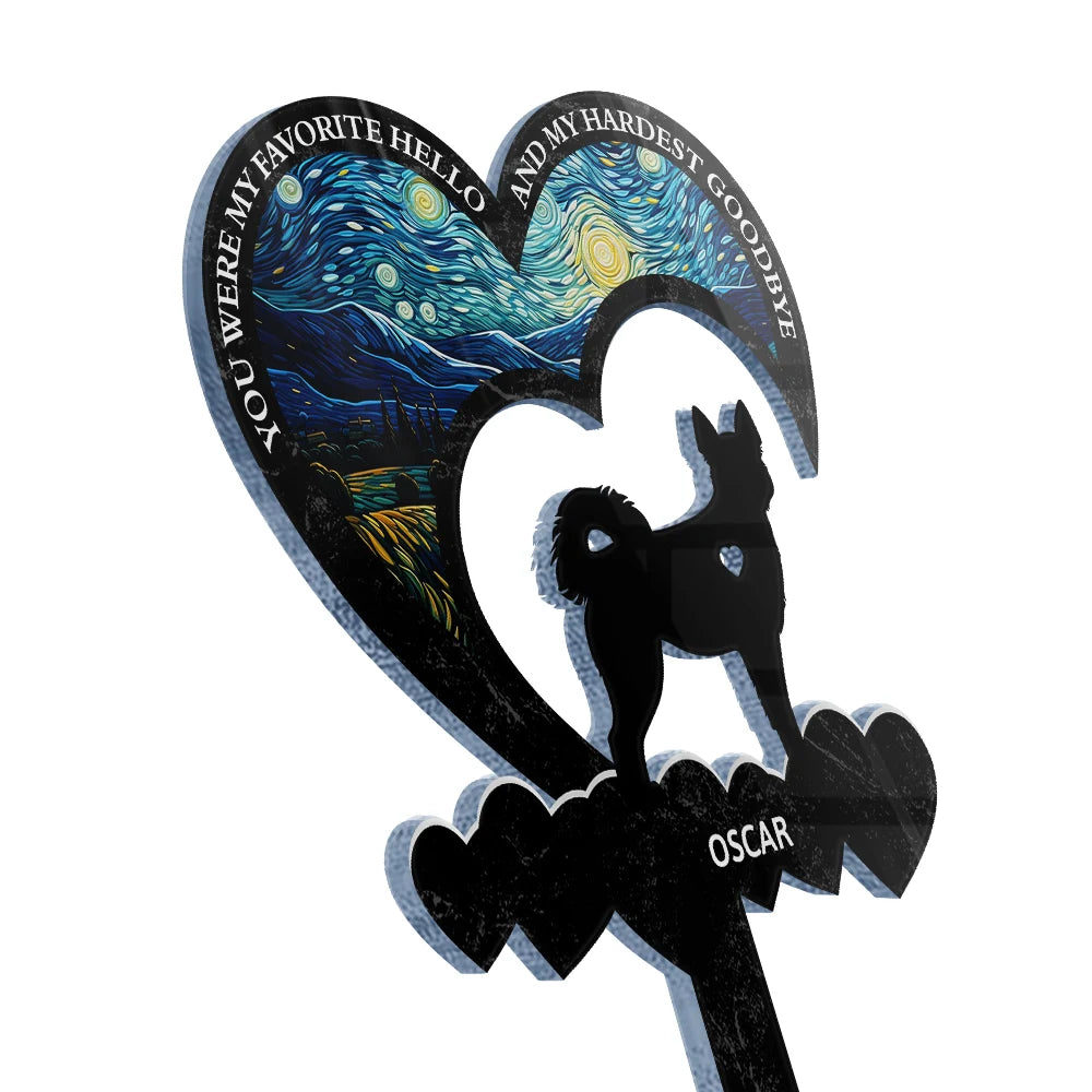 Pet Lovers,Pet Mom,Pet Dad,Dog Lovers,Dog Mom,Dog Dad,Memorial,Sad - Once By My Side Forever In My Heart - Personalized Acrylic Plaque Stake