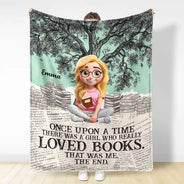 Reading,Gift For Yourself,Gift For Women,Happy - Once Upon A Time Reading Toile Background - Personalized Fleece Blanket, Sherpa Blanket
