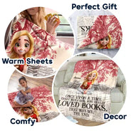 Reading,Gift For Yourself,Gift For Women,Happy - Once Upon A Time Reading Toile Background - Personalized Fleece Blanket, Sherpa Blanket