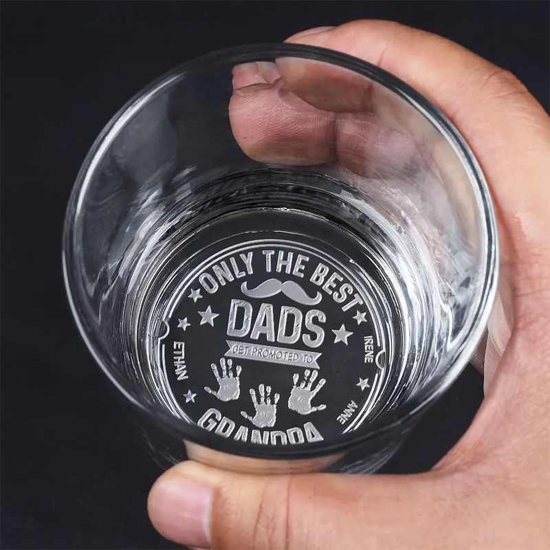 Gift For Husband,Gift For Men,Gift For Grandpa,Gift For Father,Happy - Only The Best Dads Get Promoted To Grandpa - Personalized Engraved Whiskey Glass