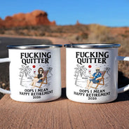 Gift For Husband,Gift For Wife,Parents,Gift For Women,Gift For Yourself,Gift For Men,Funny,Gift For Grandpa,Gift For Grandma,Gift For Father,Gift For Mother - Oops I Mean Happy Retirement - Personalized Enamel Mug