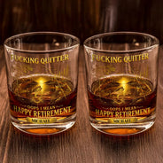 Summer,Top Market,Retirement,Gift For Yourself,Humorous,Custom Text - Oops I Mean Happy Retirement - Personalized Whiskey Glass