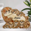 Gift For Mother, Adorable, Icon - Otter Pups Stained Glass Effect Mom Grandma - Personalized Custom Shaped Acrylic Plaque