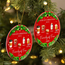 Family, Parents, Gift For Kids, Christmas, Happy - Our 1st Christmas As A Family Drinks - Personalized Circle Ceramic Ornament