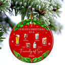 Family, Parents, Gift For Kids, Christmas, Happy - Our 1st Christmas As A Family Drinks - Personalized Circle Ceramic Ornament