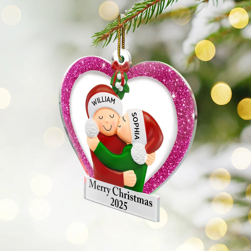 Christmas,Gift For Couples,Engaged,Wedding,Married ,Love - Our 1st Christmas Kisses Couple - Personalized Custom Shaped Acrylic Ornament