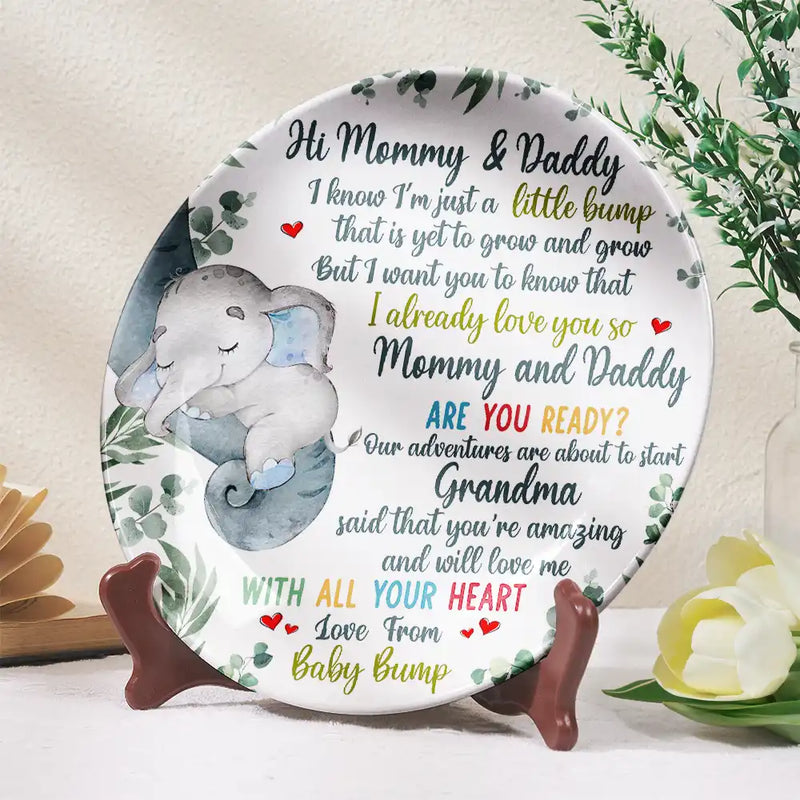 New Dad,New Mom,New baby - Our Adventures Are About To Start - Personalized Ceramic Plate