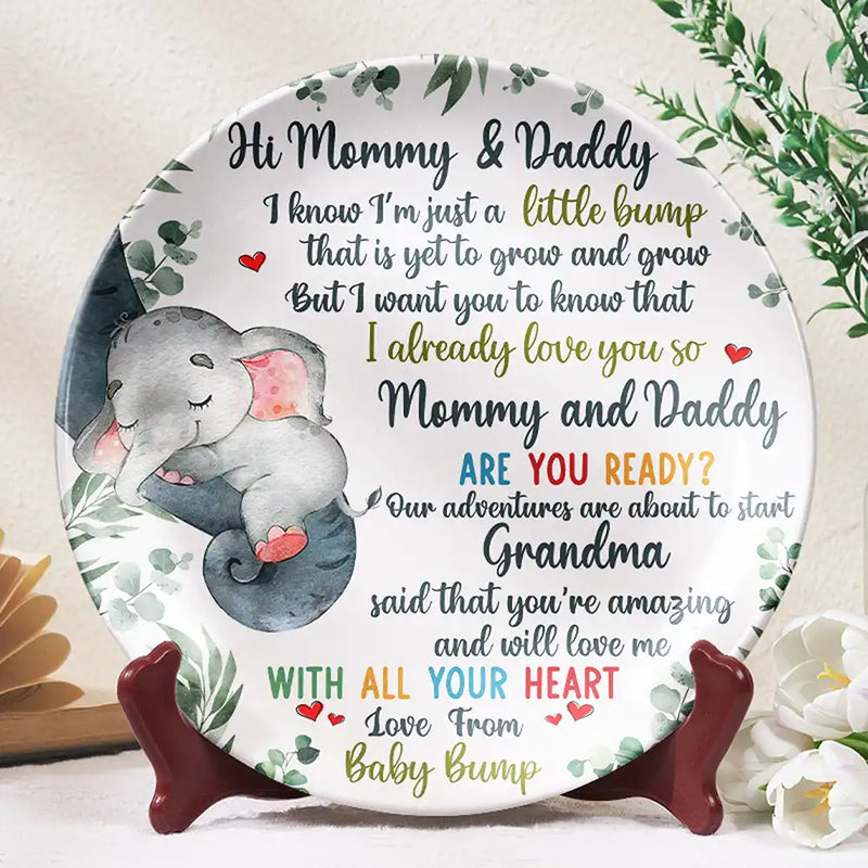 New Dad,New Mom,New baby - Our Adventures Are About To Start - Personalized Ceramic Plate
