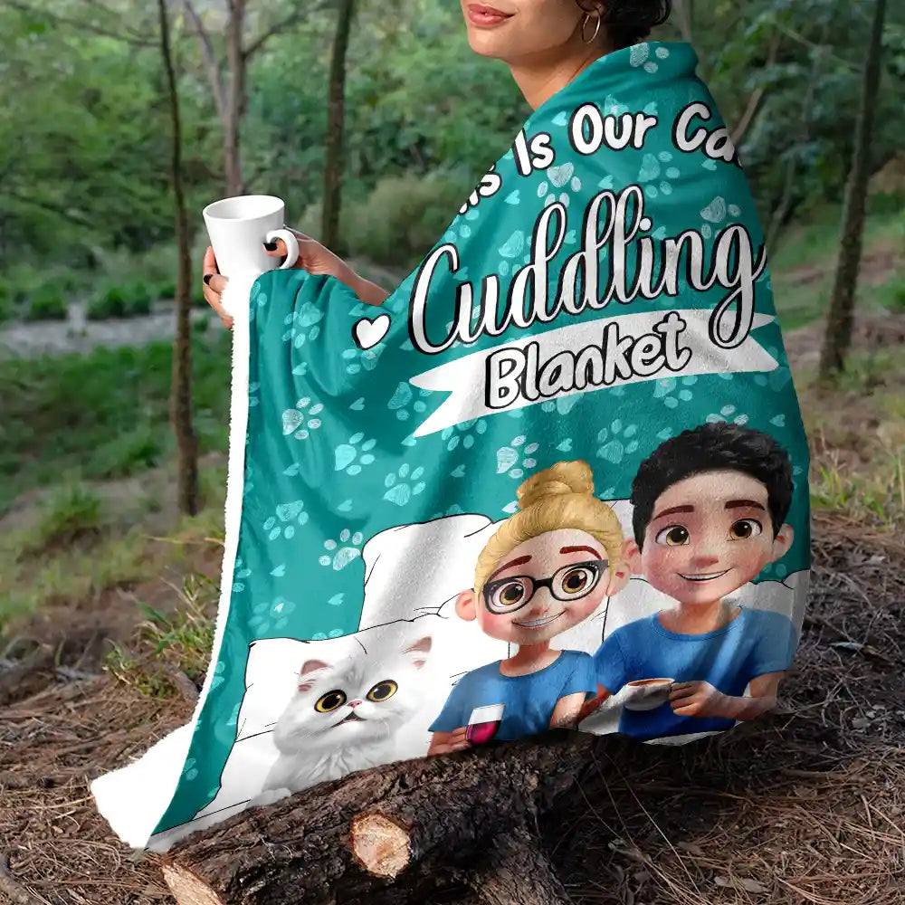 Gift For Couples,Gift For Husband,Gift For Wife,Gift For Boyfriend,Gift For Girlfriend,Cat Lovers,Cat Couple,Pet Lovers,Pet Couple,Love,LGBT - Our Cat Cuddling Blanket - Personalized Fleece Blanket, Sherpa Blanket