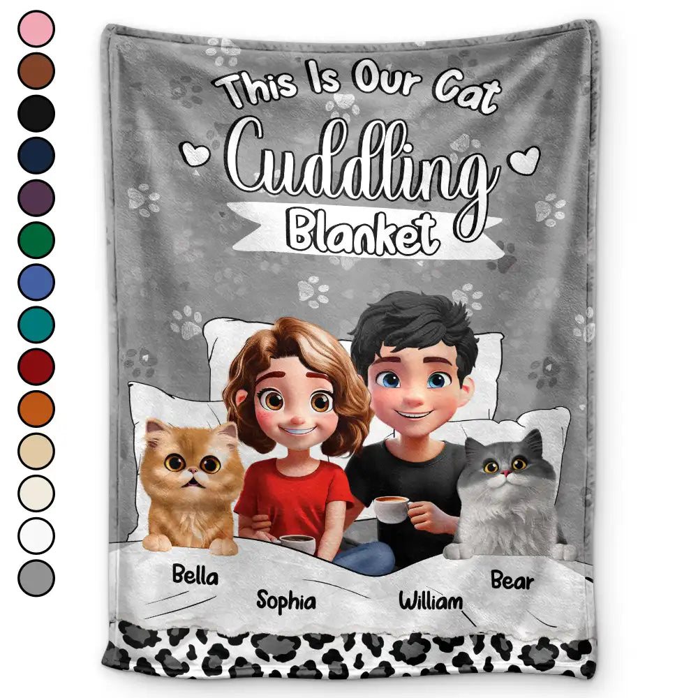 Gift For Couples,Gift For Husband,Gift For Wife,Gift For Boyfriend,Gift For Girlfriend,Cat Lovers,Cat Couple,Pet Lovers,Pet Couple,Love,LGBT - Our Cat Cuddling Blanket - Personalized Fleece Blanket, Sherpa Blanket