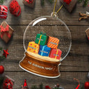 Happy,Family,Christmas - Our Family 3D Effect Pile Of Gilfs - Personalized Custom Shaped Acrylic Ornament