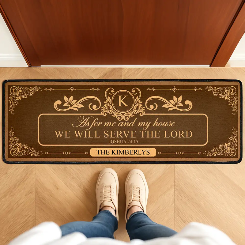 Unique Runner Rugs Our Family Will Serve The Lord - Personalized Runner Rug – Wander Prints
