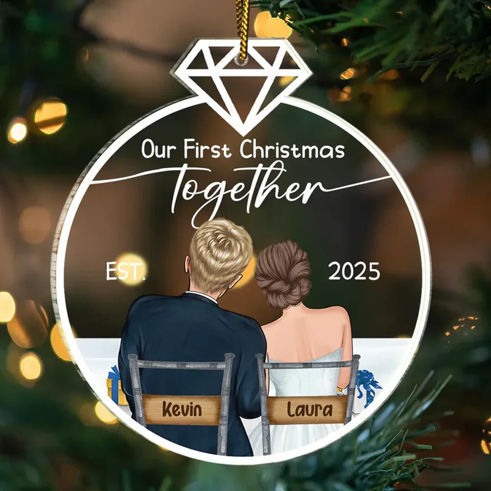 Notre premier Noël marié - Décoration acrylique personnalisée en forme personnalisée 