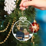 Notre premier Noël marié - Décoration acrylique personnalisée en forme personnalisée 