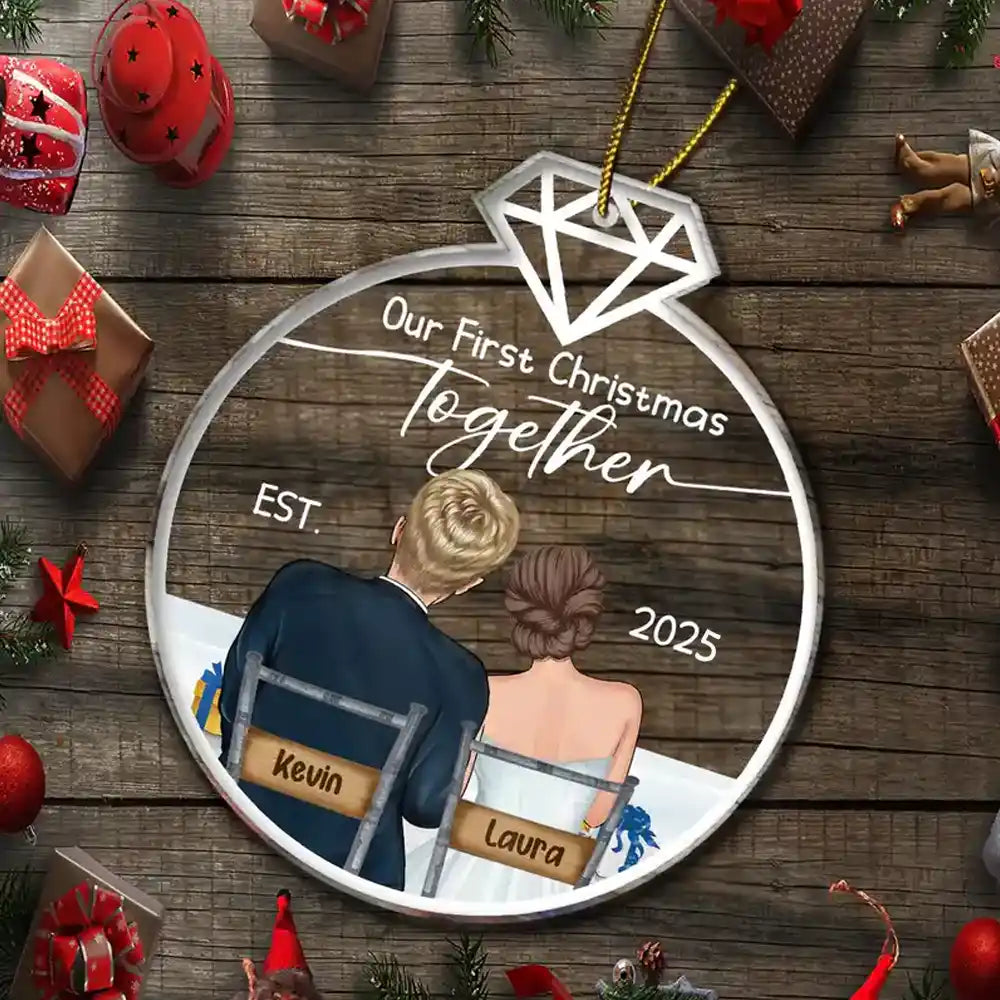Notre premier Noël marié - Décoration acrylique personnalisée en forme personnalisée 