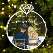 Notre premier Noël marié - Décoration acrylique personnalisée en forme personnalisée 