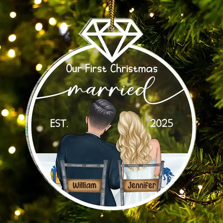 Notre premier Noël marié - Décoration acrylique personnalisée en forme personnalisée 