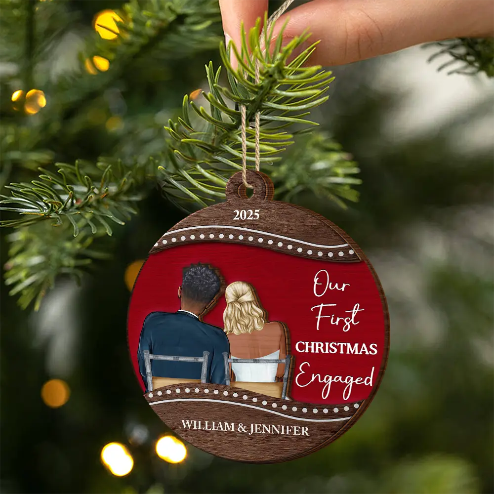 Christmas,Gift For Couples,Engaged,Wedding,Married ,Love - Our First Christmas Married Couple - Personalized 2-Layered Wooden Ornament