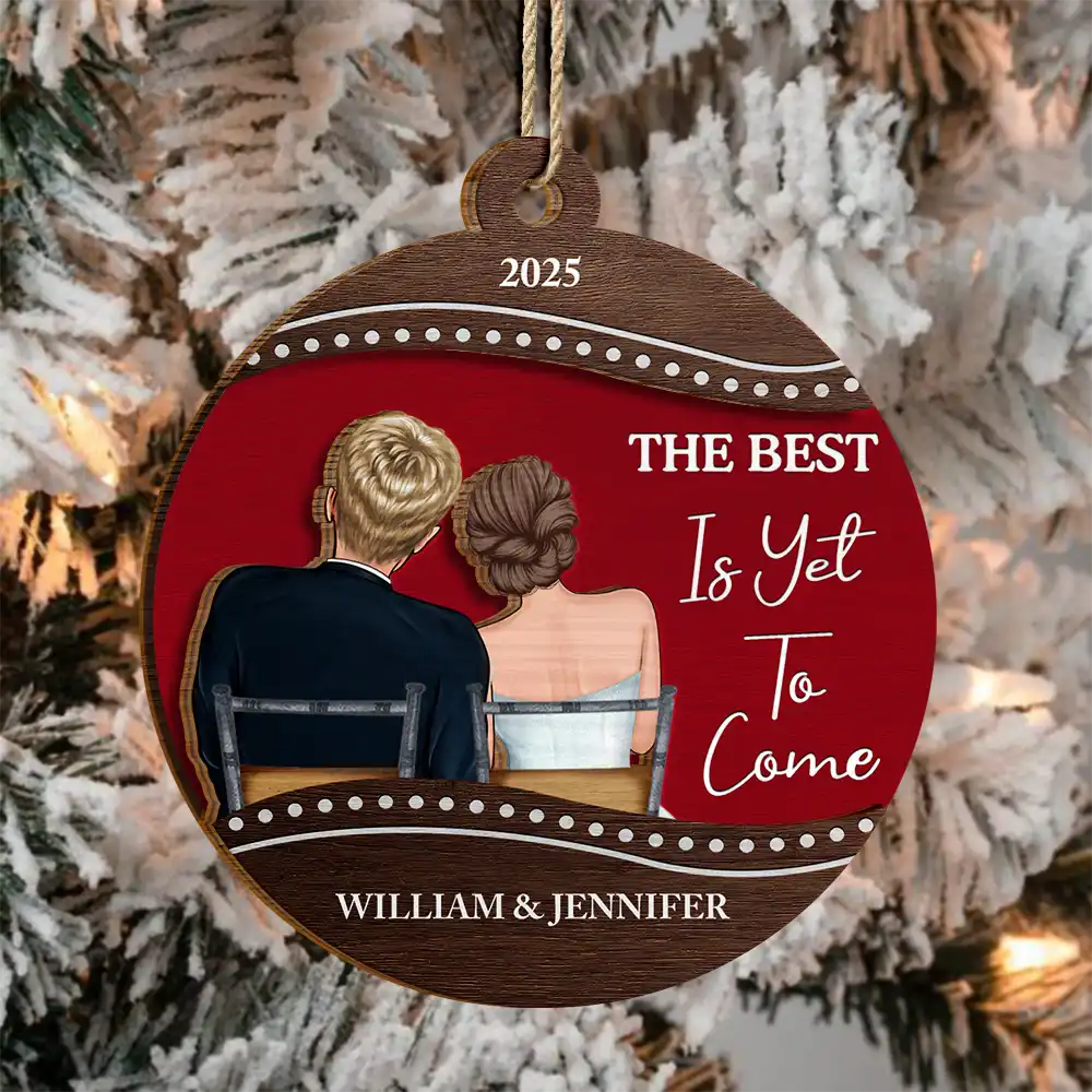 Christmas,Gift For Couples,Engaged,Wedding,Married ,Love - Our First Christmas Married Couple - Personalized 2-Layered Wooden Ornament