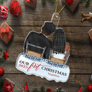 Gift For Couples,Gift For Husband,Gift For Wife,Christmas,Wedding,Love - Our First Christmas Married Couples - Personalized Custom Shaped Acrylic Ornament