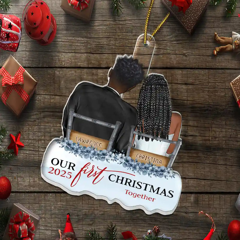 Gift For Couples,Gift For Husband,Gift For Wife,Christmas,Wedding,Love - Our First Christmas Married Couples - Personalized Custom Shaped Acrylic Ornament
