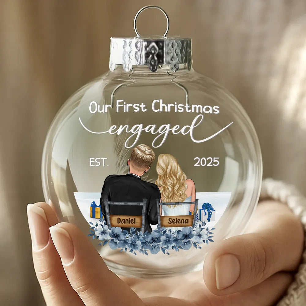 Gift For Couples,Gift For Husband,Gift For Wife,Christmas,Wedding,Love - Our First Christmas Married Couples - Personalized Glass Bauble Ornament