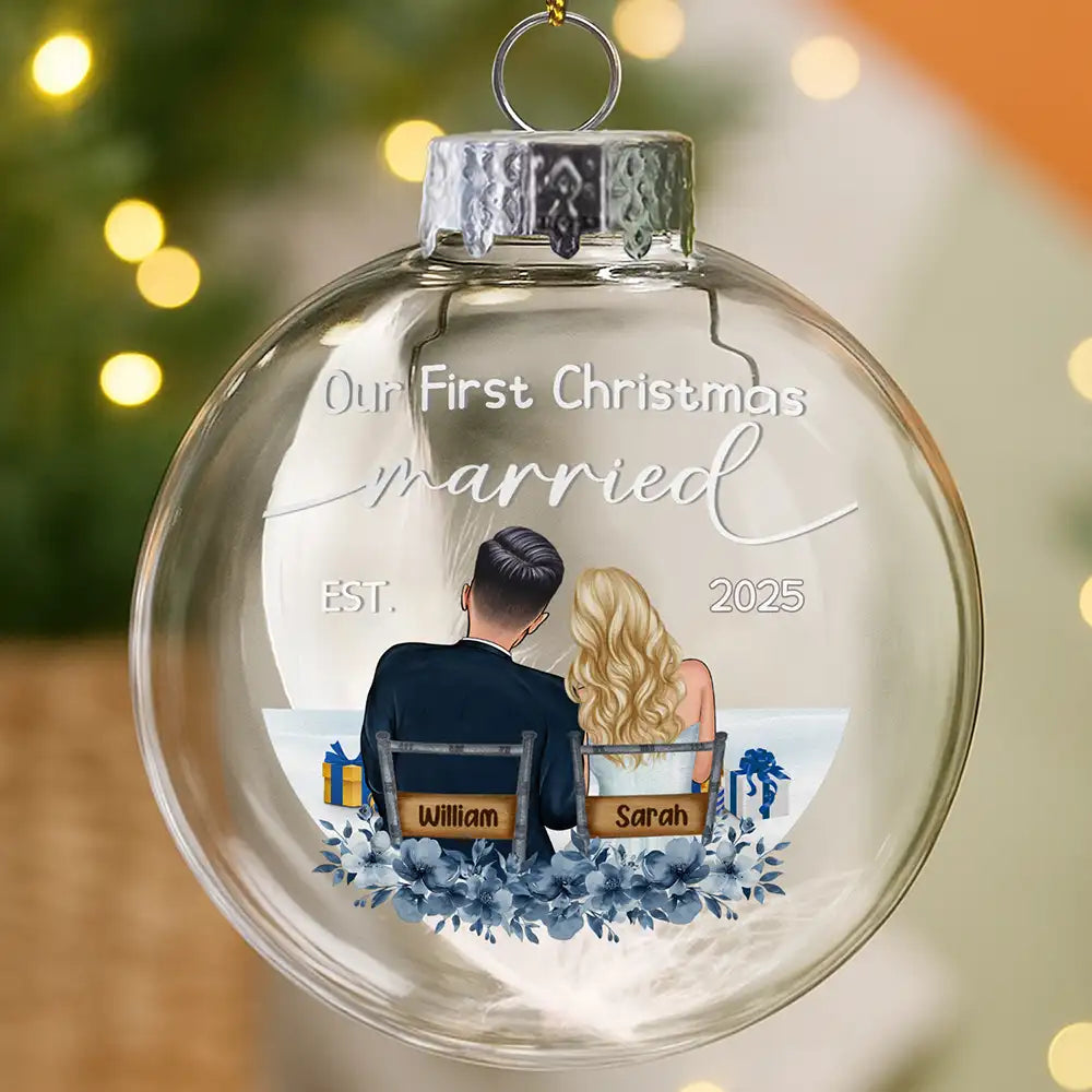 Our First Christmas Married Couples - Personalized Glass Bauble Ornament