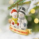 Gift For Couples,Old Couples,Gift For Women,Gift For Men,Gift For Husband,Gift For Wife,Love,Christmas,Gift For Boyfriend,Gift For Girlfriend - Our First Christmas Together Snowman Couple Ceramic Effect - Personalized Custom Shaped Acrylic Ornament