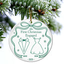 Christmas, Gift For Couples, Gift For Husband, Gift For Wife, Married, Engaged, Love - Our First Christmas Toile De Jouy - Personalized Circle Ceramic Ornament