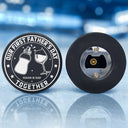 Gift For Father,New Dad,Non-Eng,Icon,Adorable - Our First Father's Day Together - Personalized Hockey Puck Bottle Opener