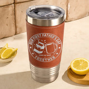 Gift For Father,New Dad,Non-Eng,Icon,Adorable - Our First Father's Day Together - Personalized Leather Tumbler